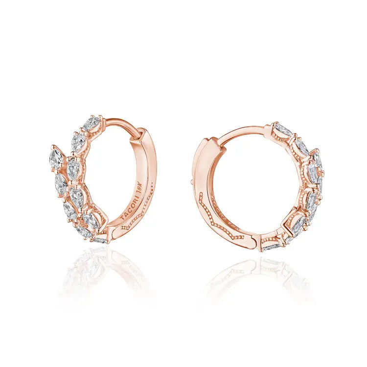 Medium Hoop Pear Diamond Earrings in 18Kt Gold. Style FE 831. TACORI Stilla Collection.