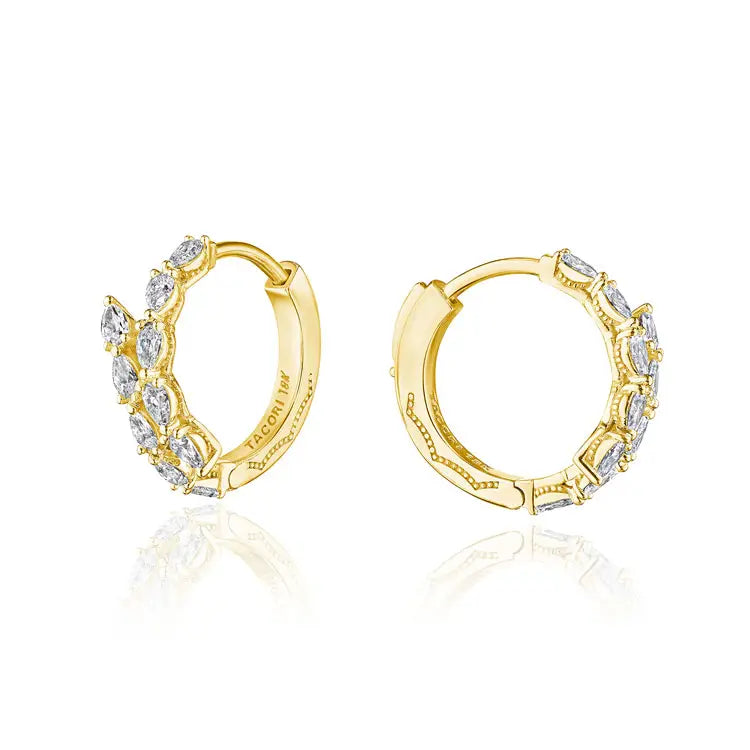 Medium Hoop Pear Diamond Earrings in 18Kt Gold. Style FE 831. TACORI Stilla Collection.