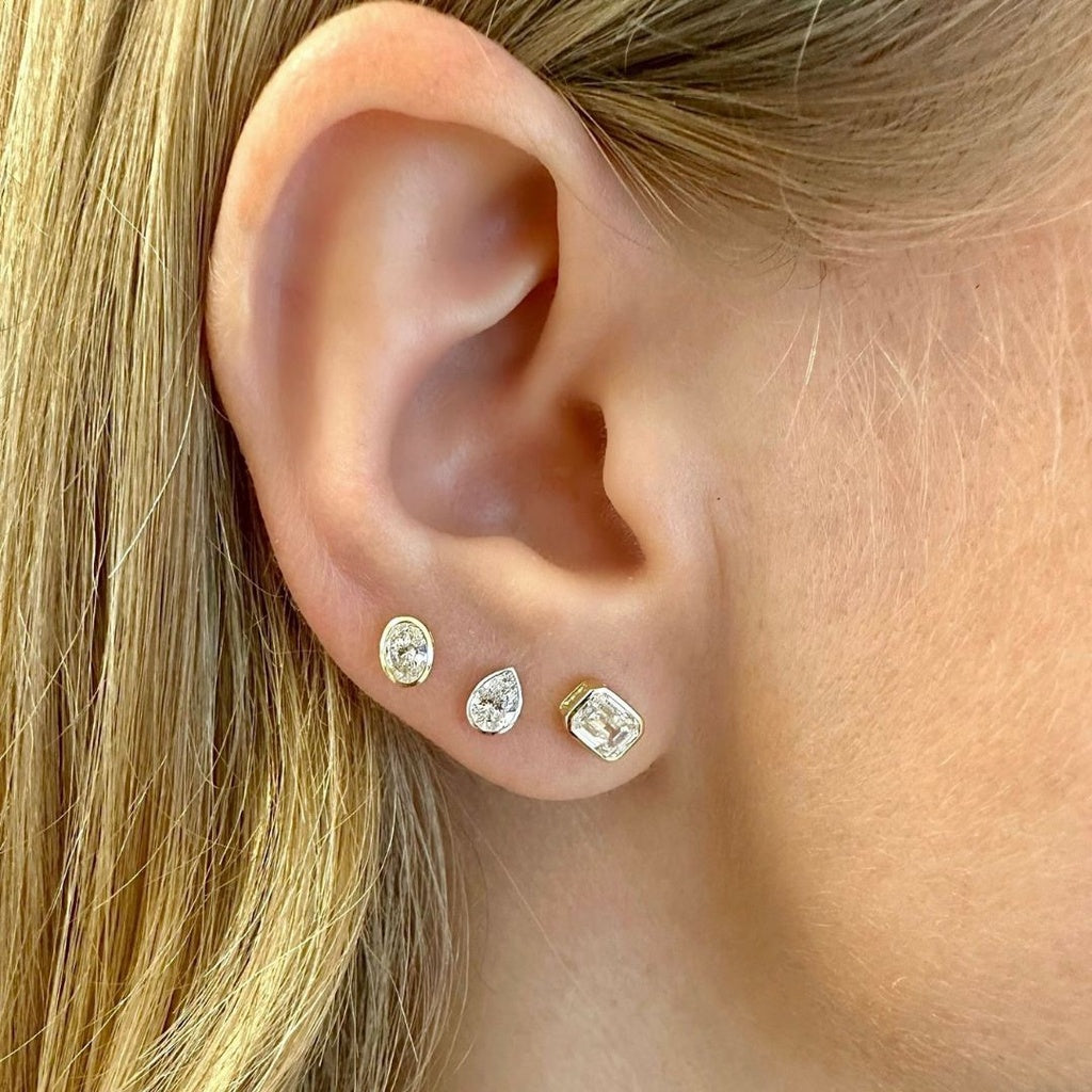 Oval Cut Bezel Studs