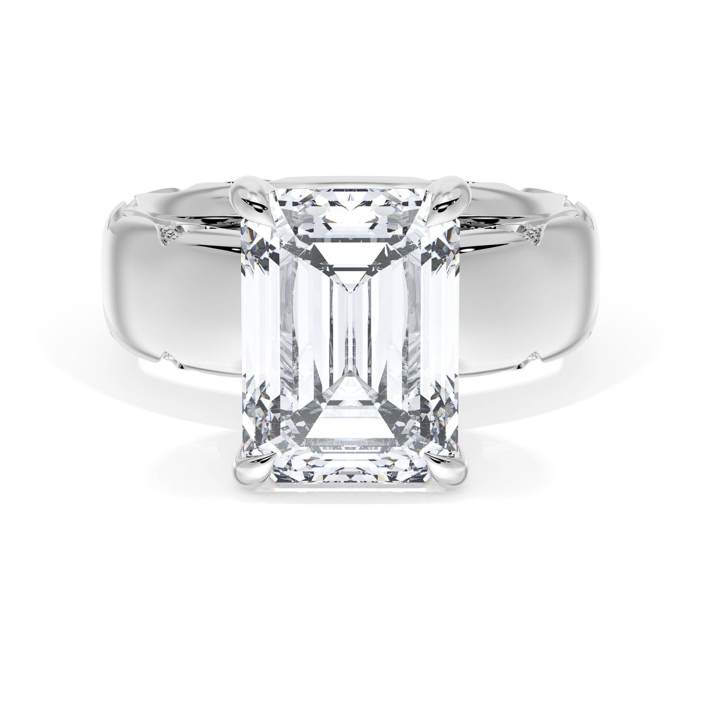 Emerald Solitaire Cigar Band Engagement Ring Style #4146 EC 11 X 8