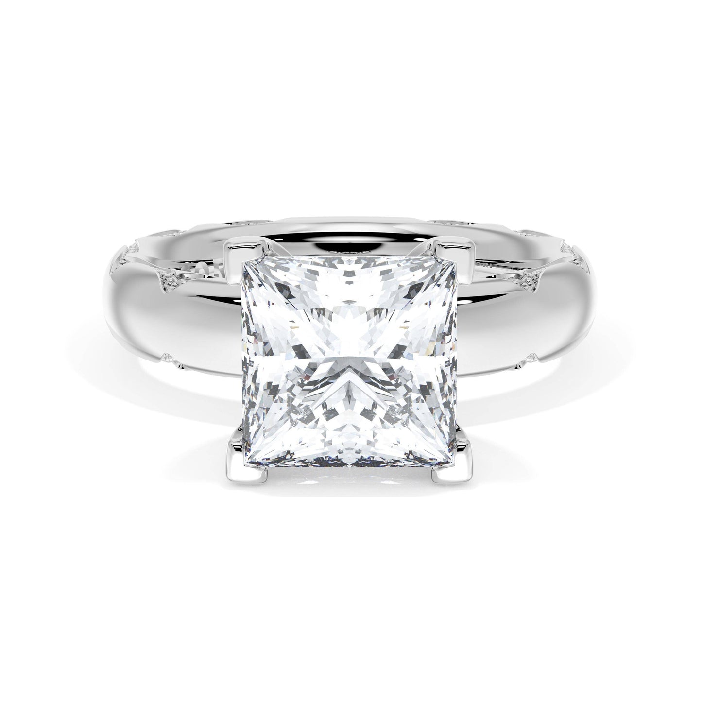 Princess Solitaire Cigar Band Engagement Ring Style # 4146 PR 9