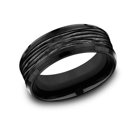 Ammara Stone Black Titanium 8mm Ring SKU CF368743BKT