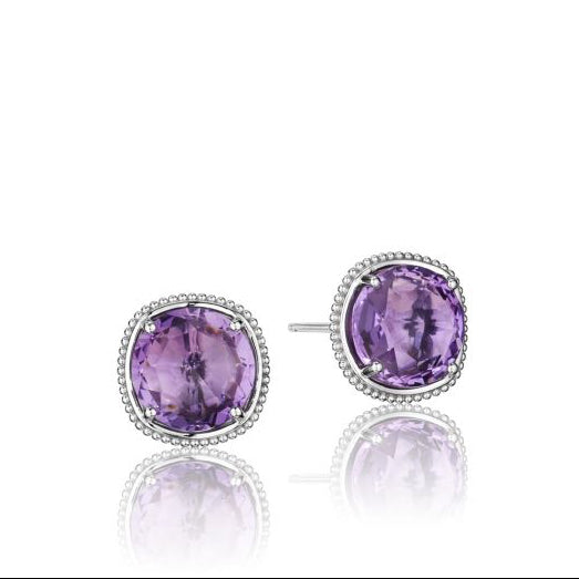 18KT 925 Fashion Lifestyle | Lilac Blossom Amethyst Studs | Style #SE 15601