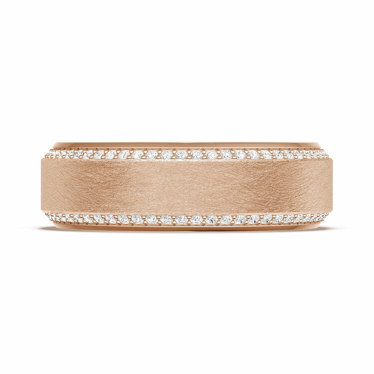 Bevel Edge Diamond Wedding Band in Brushed Finish Style # 1545