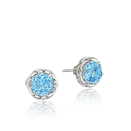 Crescent Crown | Swiss Blue Topaz Stud Earrings | Style #SE 10545