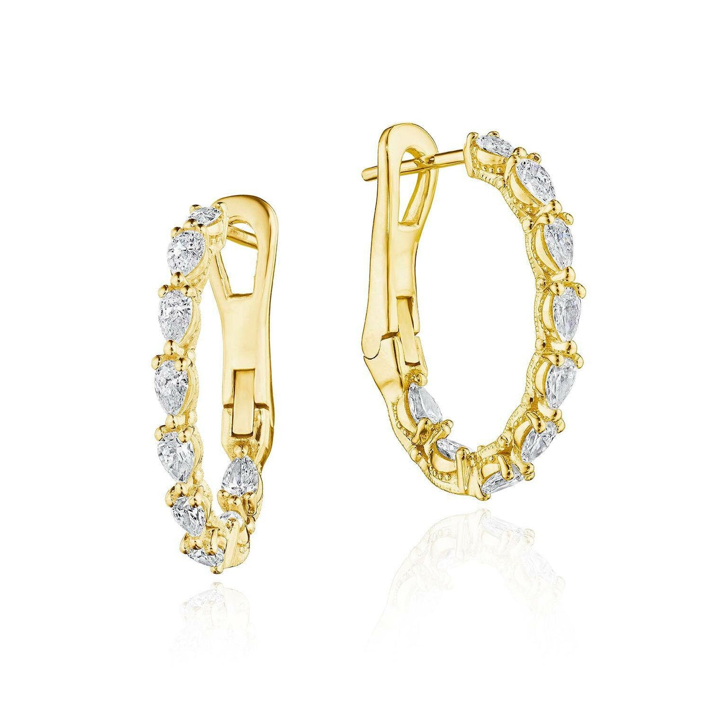 Pear Diamond Hoop Earrings | Style # FE 833