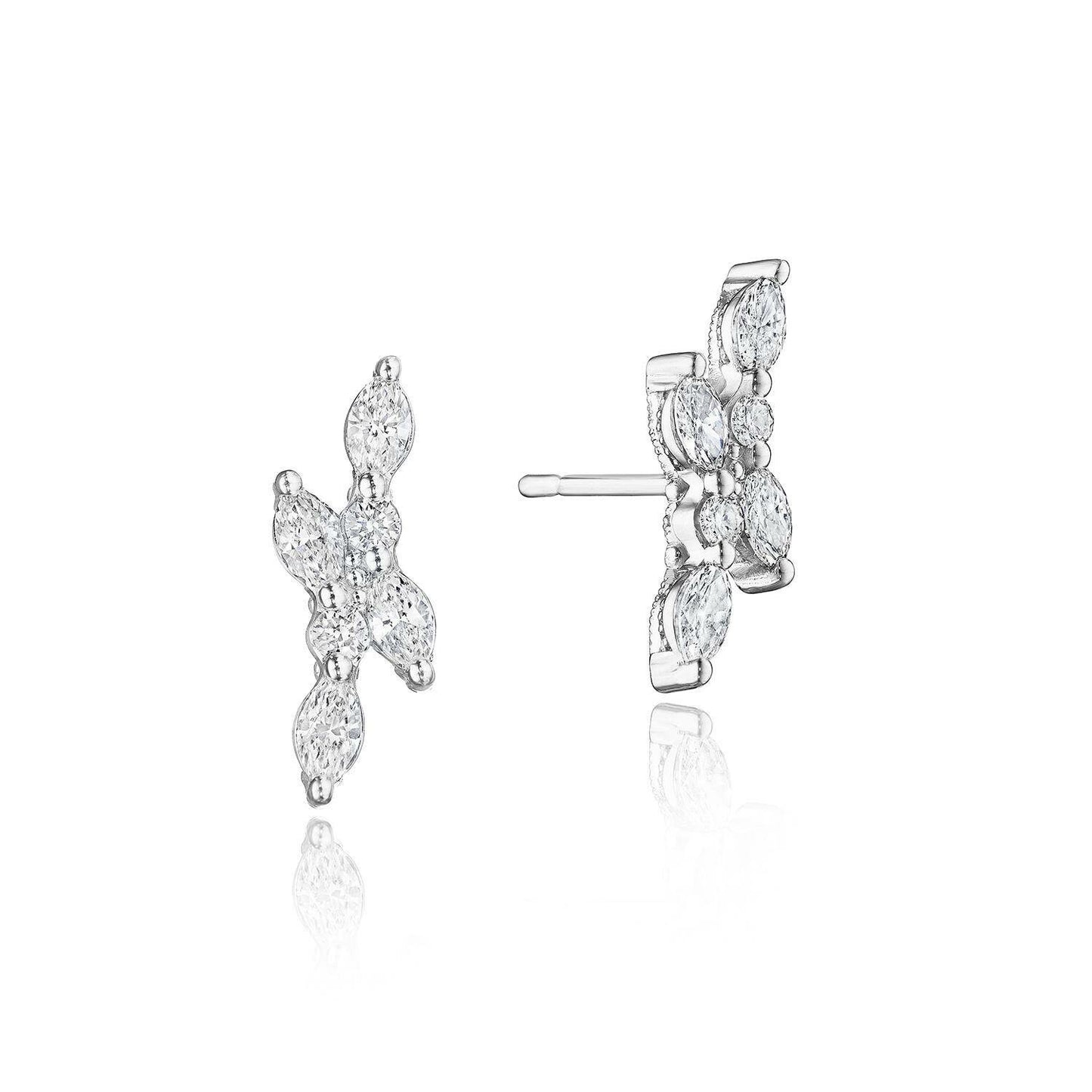 Marquise and Round Diamond Stud Earrings | Style # FE 691