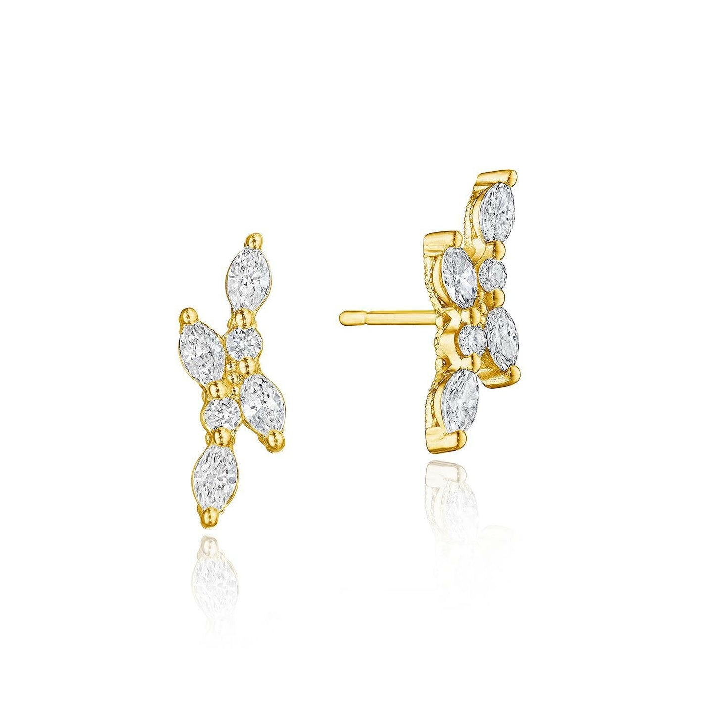 Marquise and Round Diamond Stud Earrings | Style # FE 691