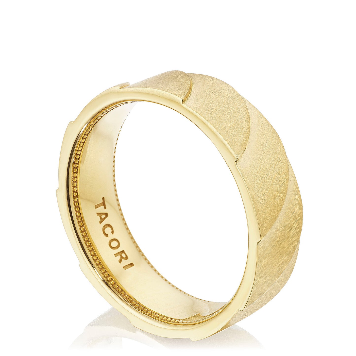 Geometric Crescent in Satin Finish Wedding Band Style # 146