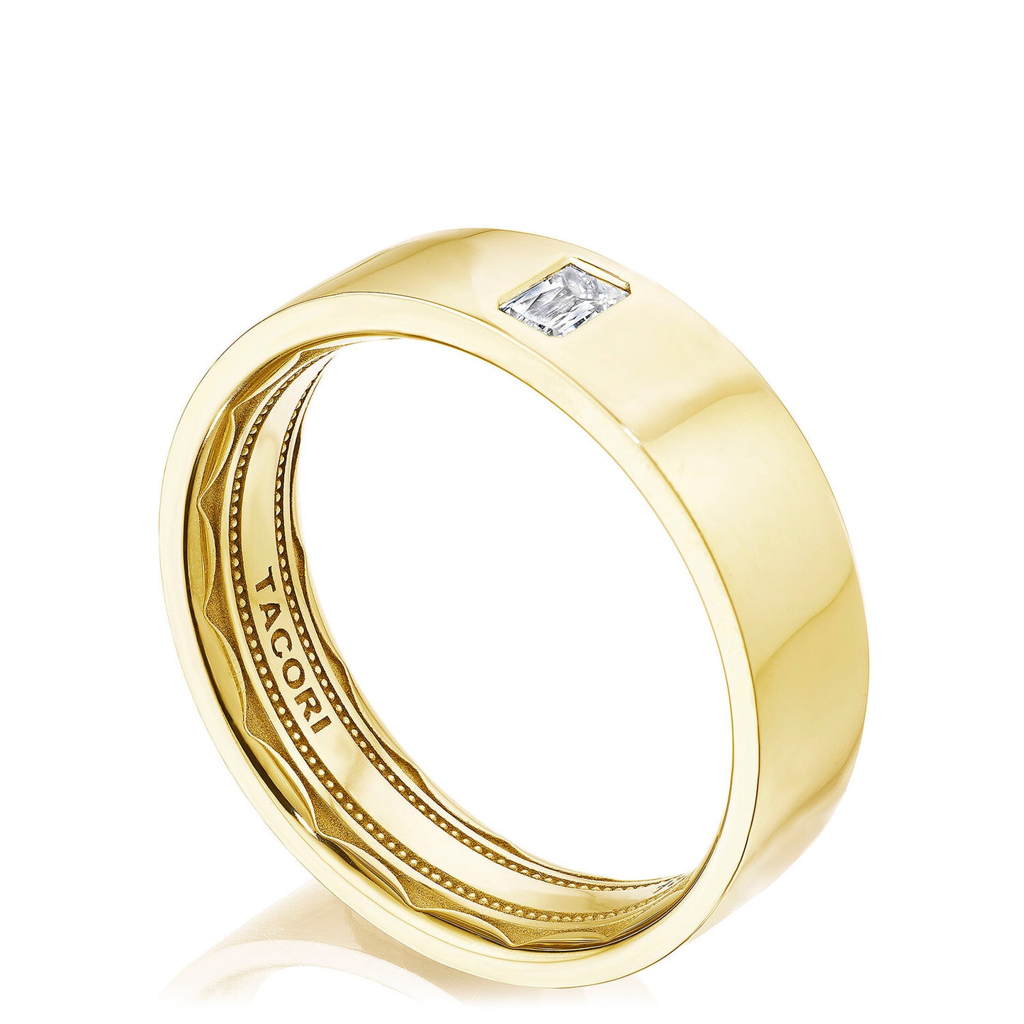 Bezel Set Diamond Wedding Band in High Polish Finish