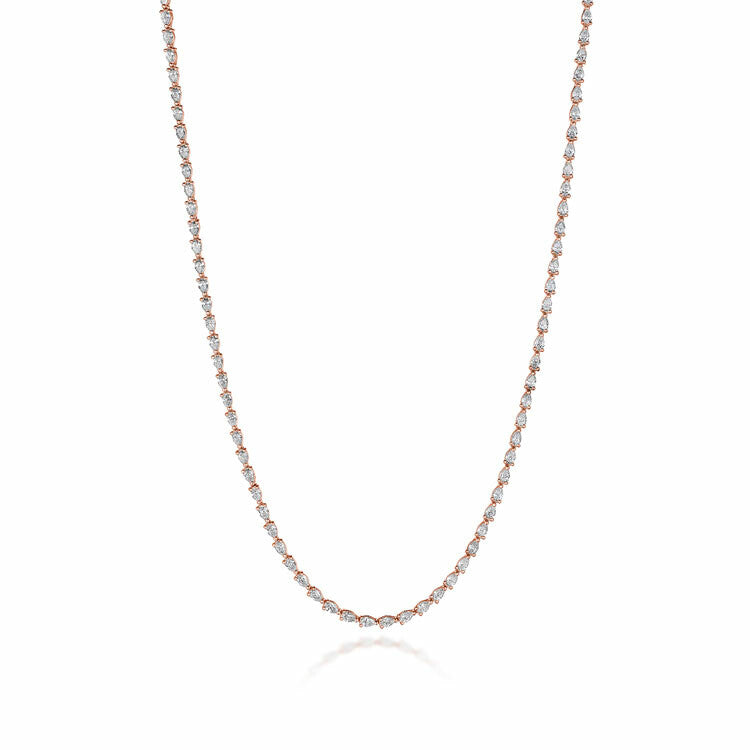Pear Diamond Tennis Necklace in 18k White Gold | Style # FN 669
