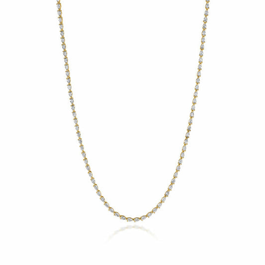 Pear Diamond Tennis Necklace in 18k White Gold | Style # FN 669