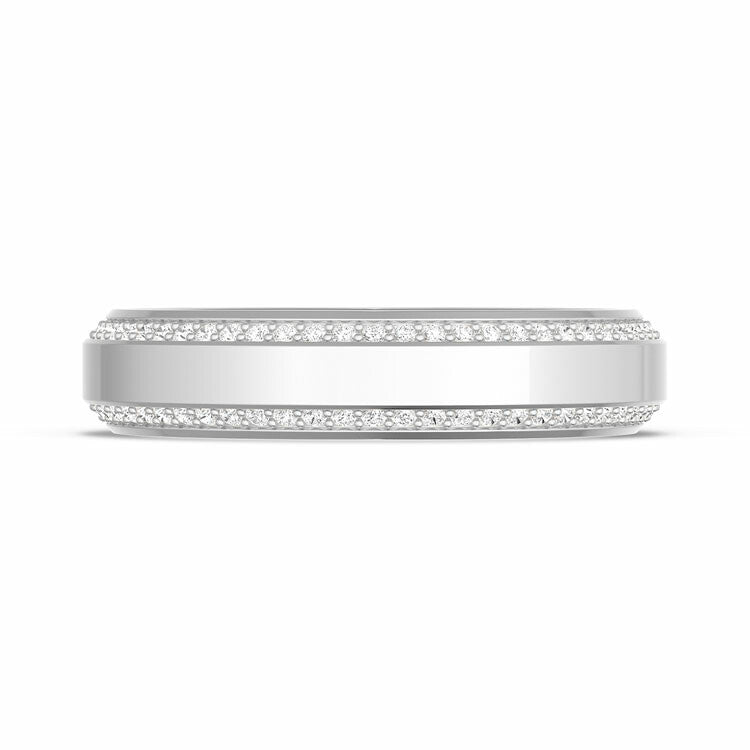 Bevel Edge Diamond Wedding Band in High Polish Style # 1547