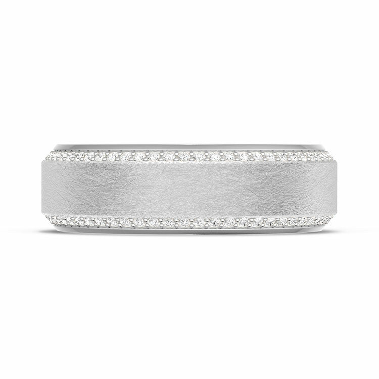 Bevel Edge Diamond Wedding Band in Brushed Finish Style # 1545