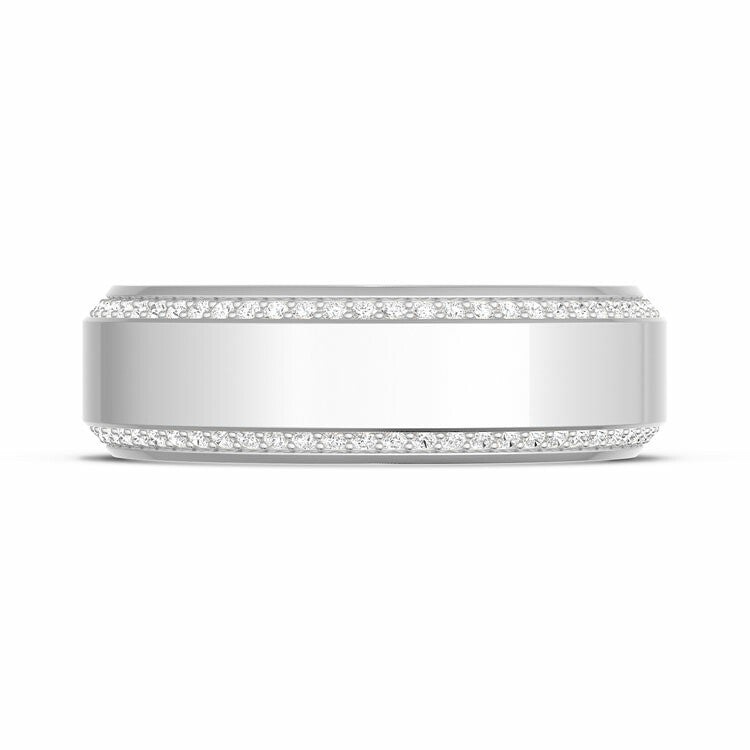 Bevel Edge Diamond Wedding Band in High Polish Style # 1547