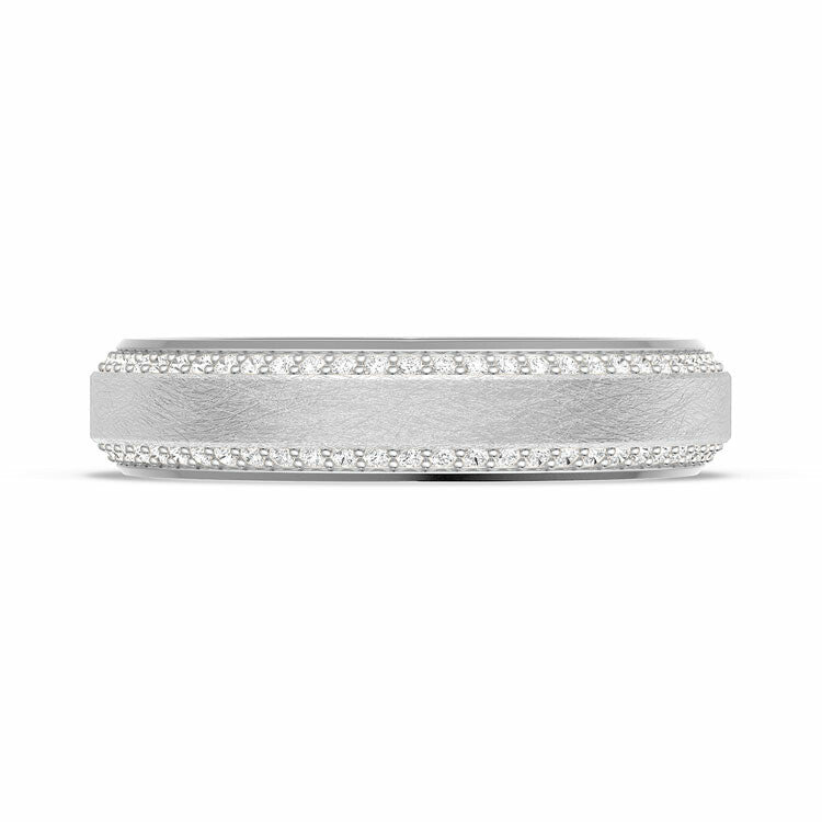 Bevel Edge Diamond Wedding Band in Brushed Finish Style # 1545