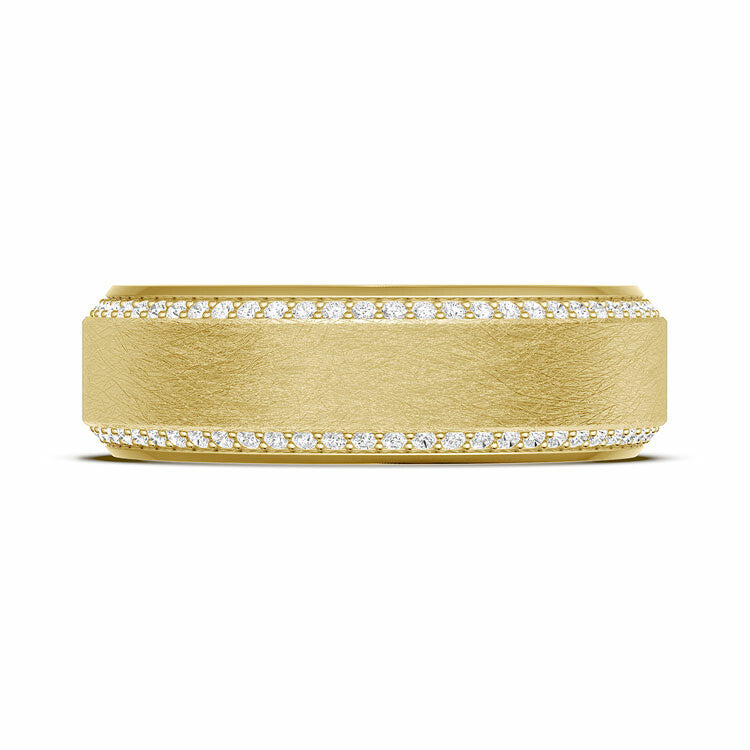 Bevel Edge Diamond Wedding Band in Brushed Finish Style # 1545