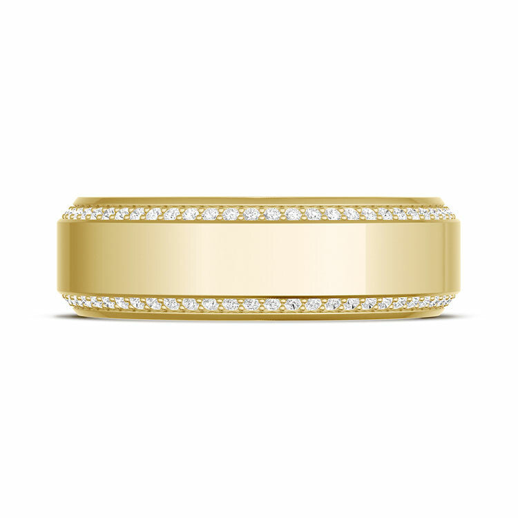 Bevel Edge Diamond Wedding Band in High Polish Style # 1547