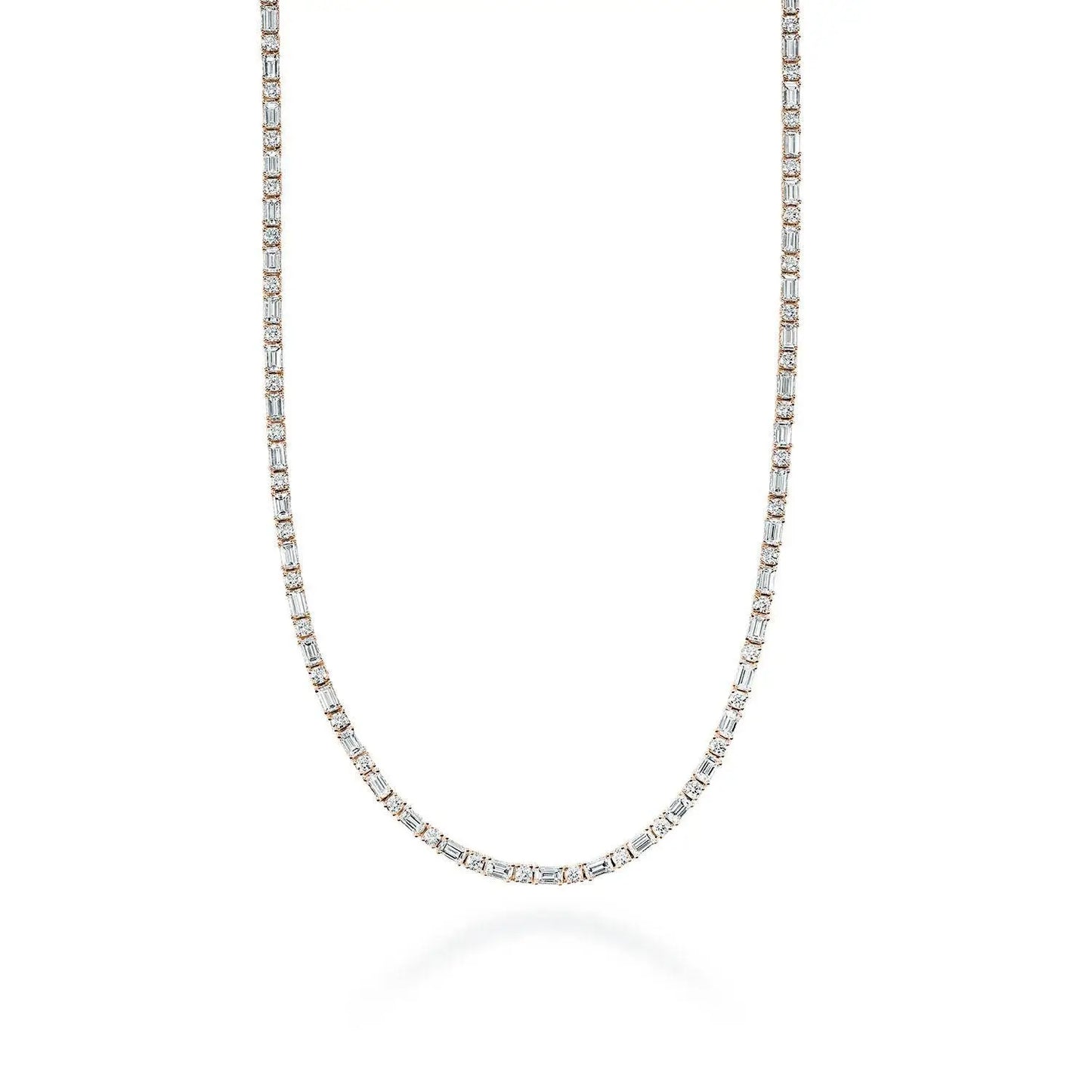 Diamond Tennis Necklace - Baguette & Round Style # FN682