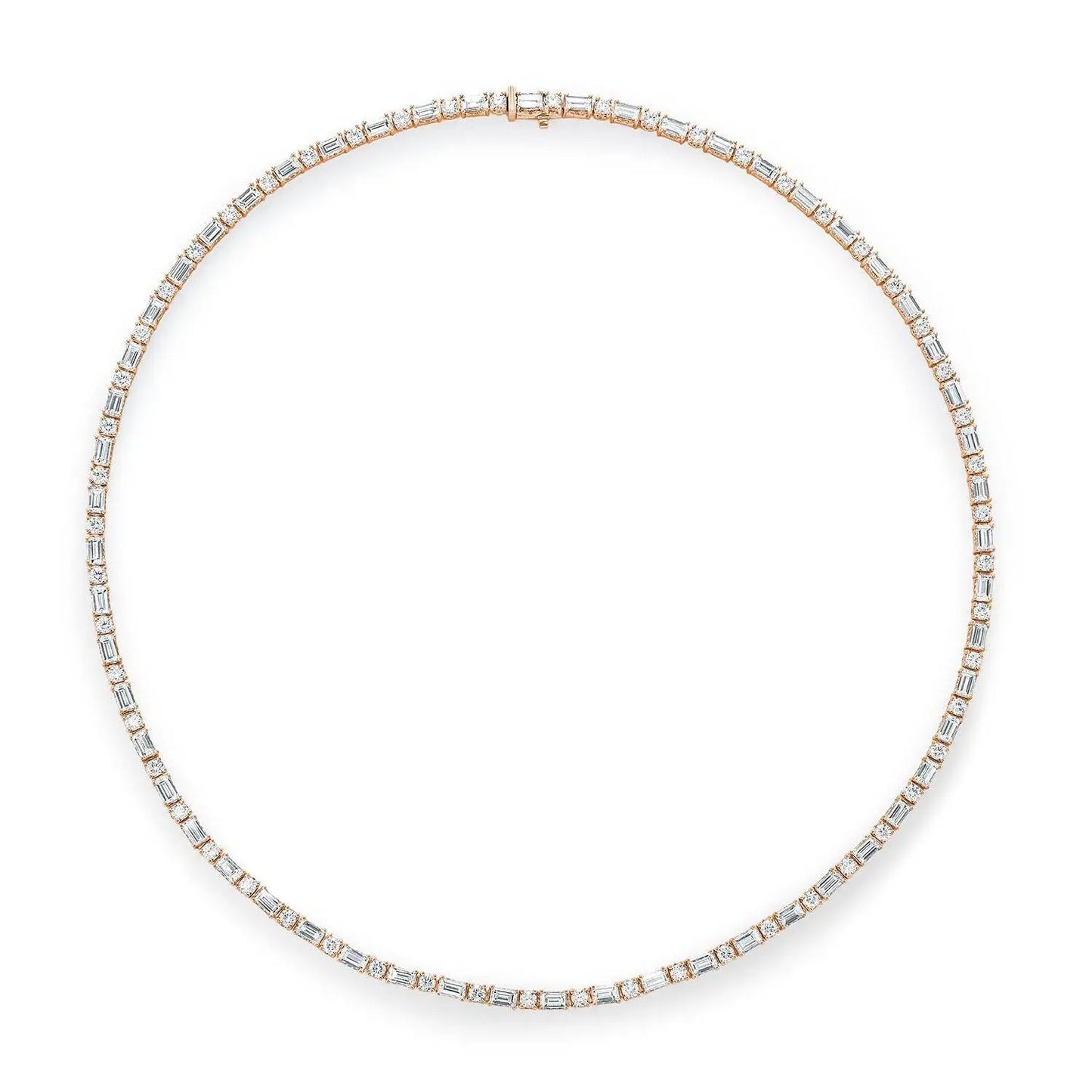 Diamond Tennis Necklace - Baguette & Round Style # FN682