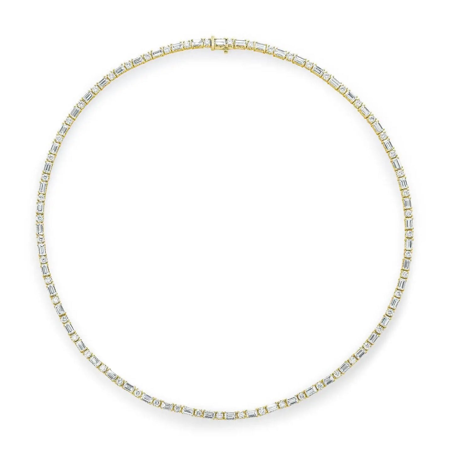 Diamond Tennis Necklace - Baguette & Round Style # FN682