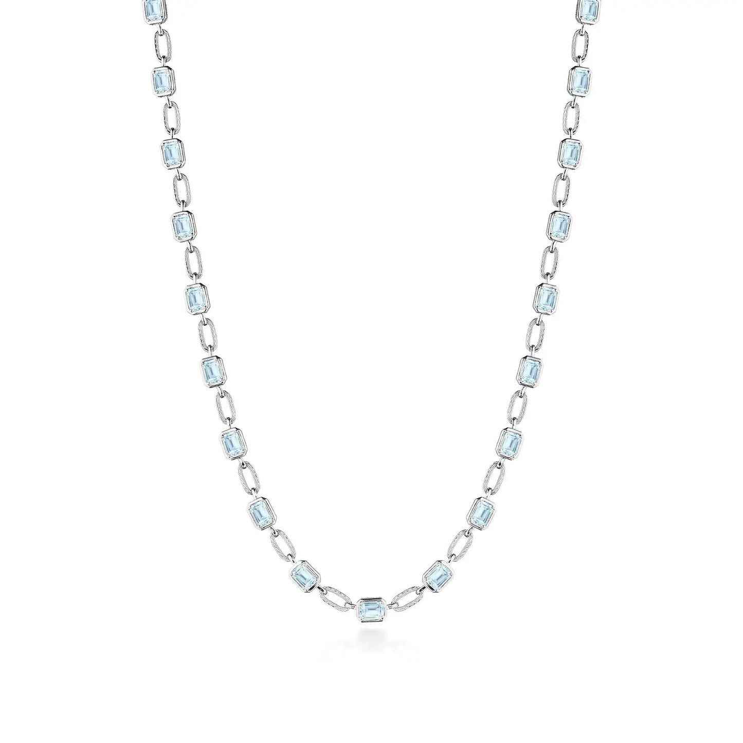 Sky Blue Topaz Link Necklace Style # FN825EC55x4BT16Y