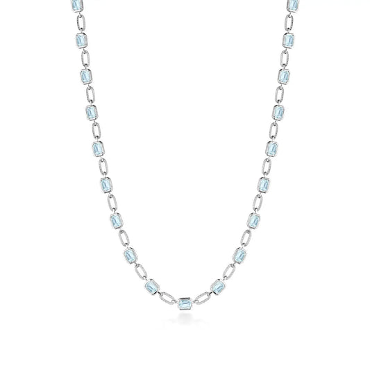 Sky Blue Topaz Link Necklace Style # FN825EC55x4BT16Y