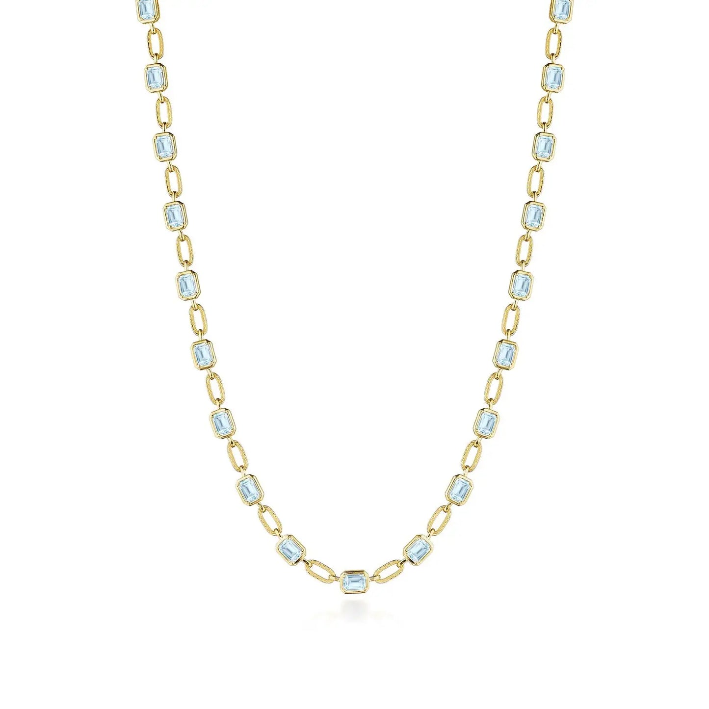 Sky Blue Topaz Link Necklace Style # FN825EC55x4BT16Y