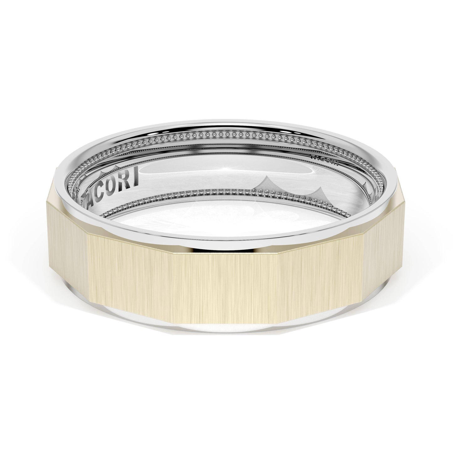 Satin Finish Faceted Wedding Band Style # 1674