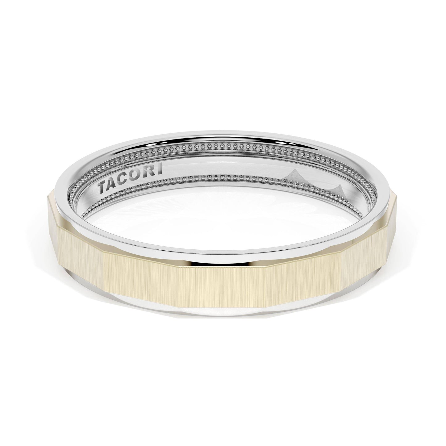 Satin Finish Faceted Wedding Band Style # 1674