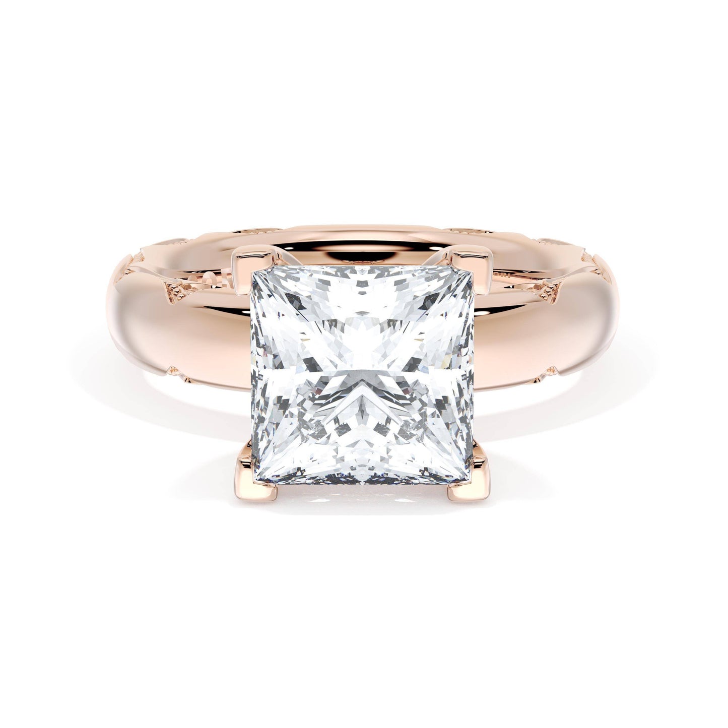 Princess Solitaire Cigar Band Engagement Ring Style # 4146 PR 9
