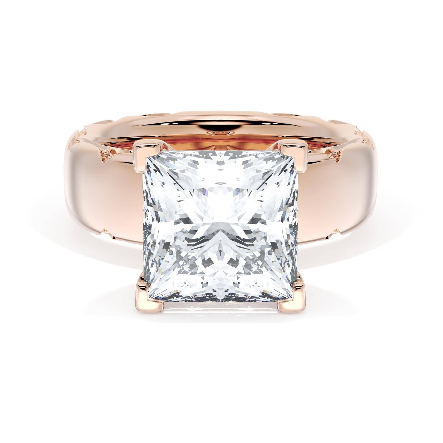 Princess Solitaire Cigar Band Engagement Ring Style # 4146 PR 9
