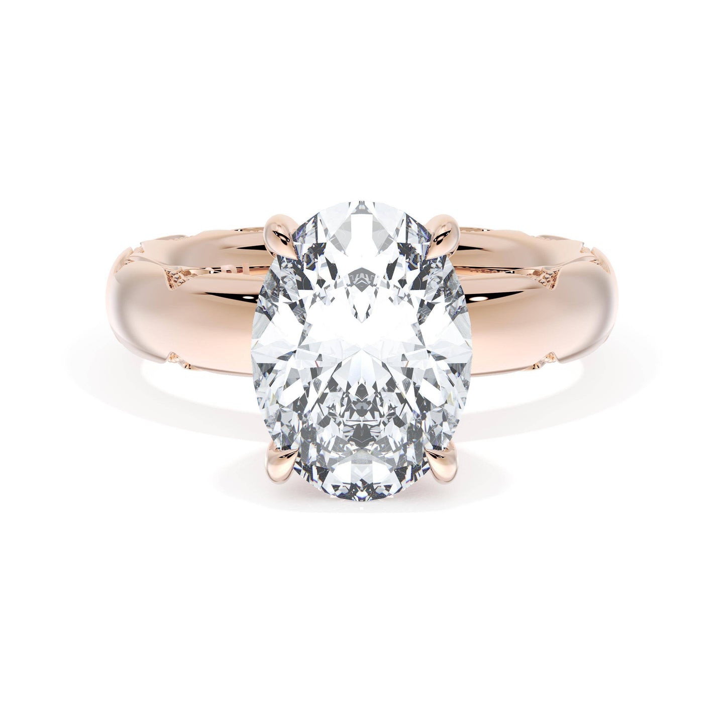 Oval Solitaire Cigar Band Engagement Ring Style # 4144 OV