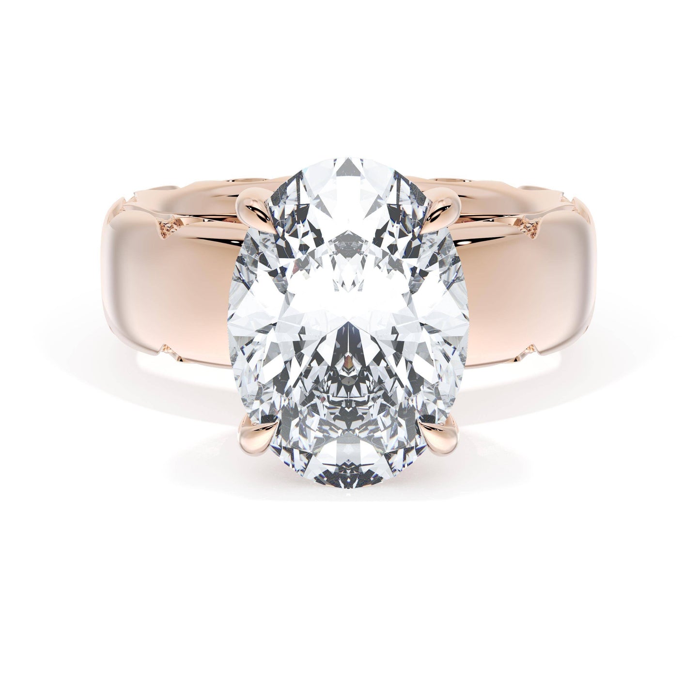 Oval Solitaire Cigar Band Engagement Ring Style # 4144 OV