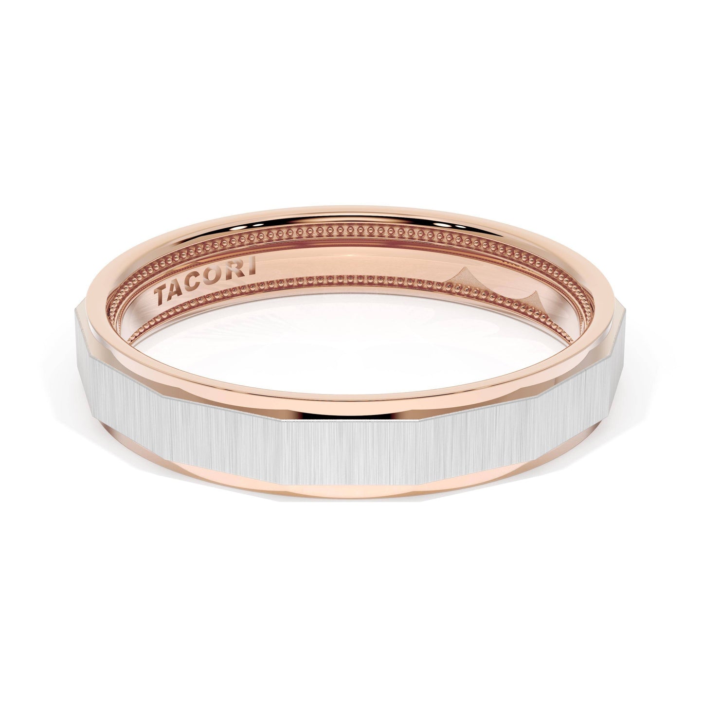 Satin Finish Faceted Wedding Band Style # 1674