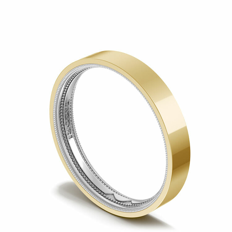 Classic Two-Tone Flat Wedding Band in High Polish Style # 15635