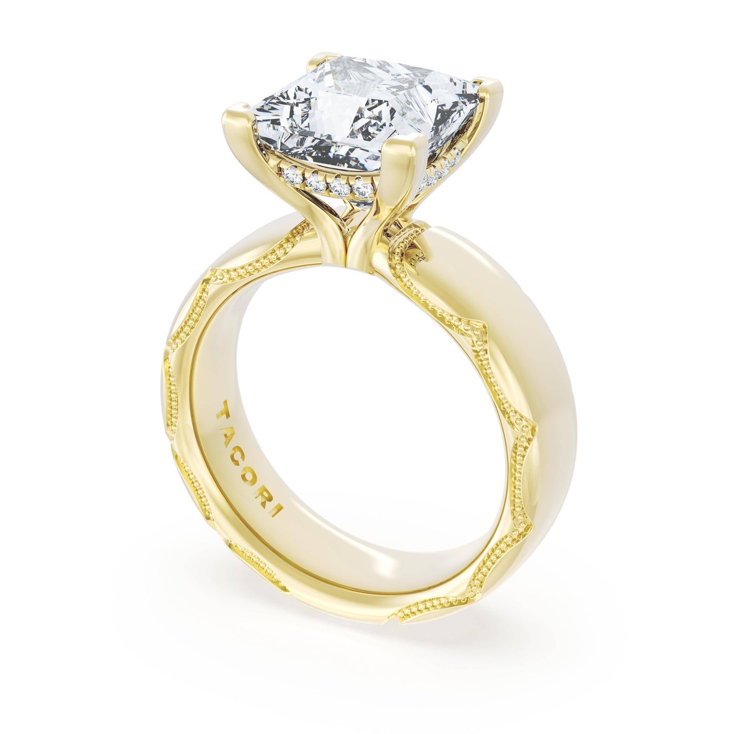 Princess Solitaire Cigar Band Engagement Ring Style # 4146 PR 9