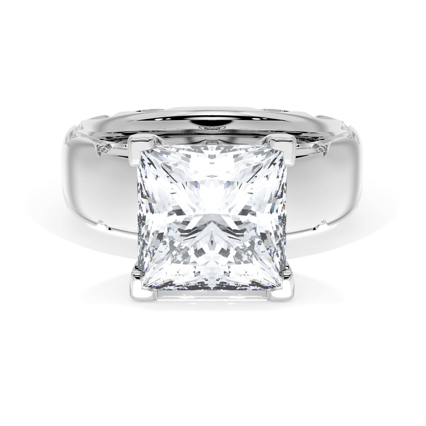 Princess Solitaire Cigar Band Engagement Ring Style # 4146 PR 9