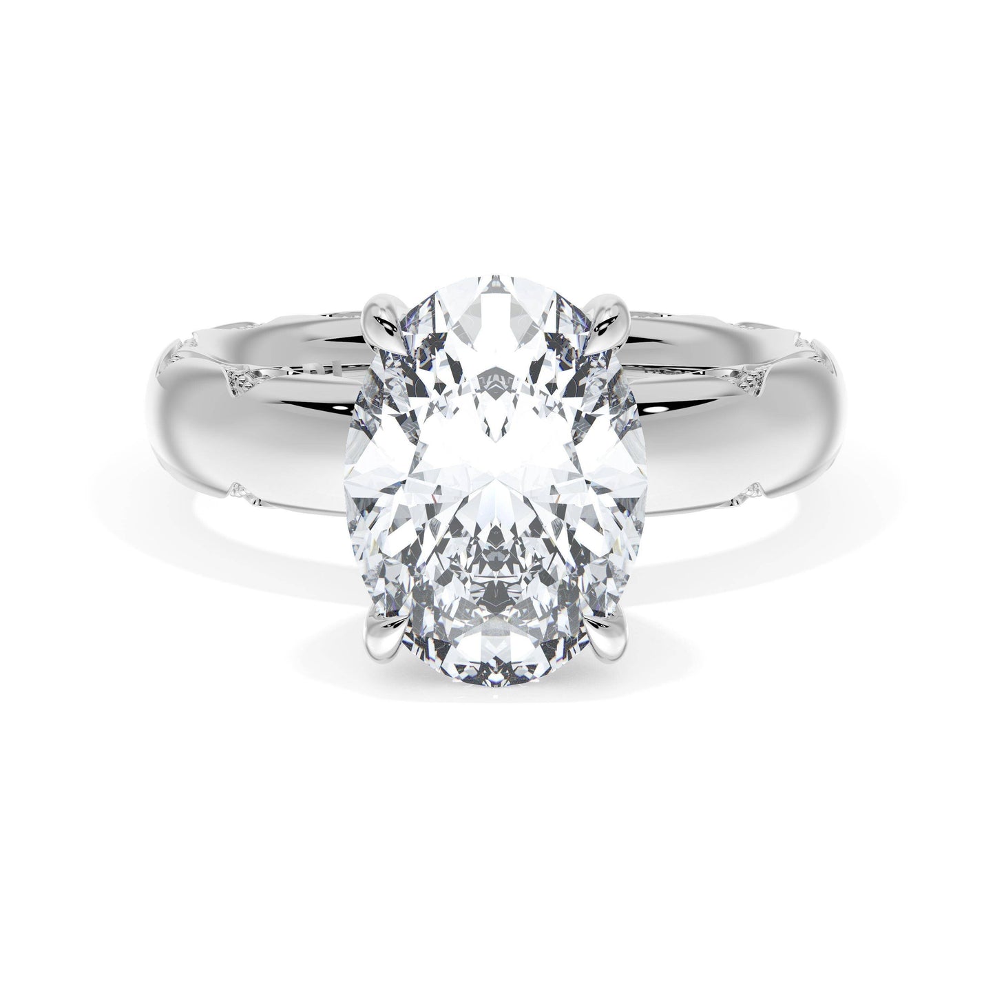 Oval Solitaire Cigar Band Engagement Ring Style # 4144 OV