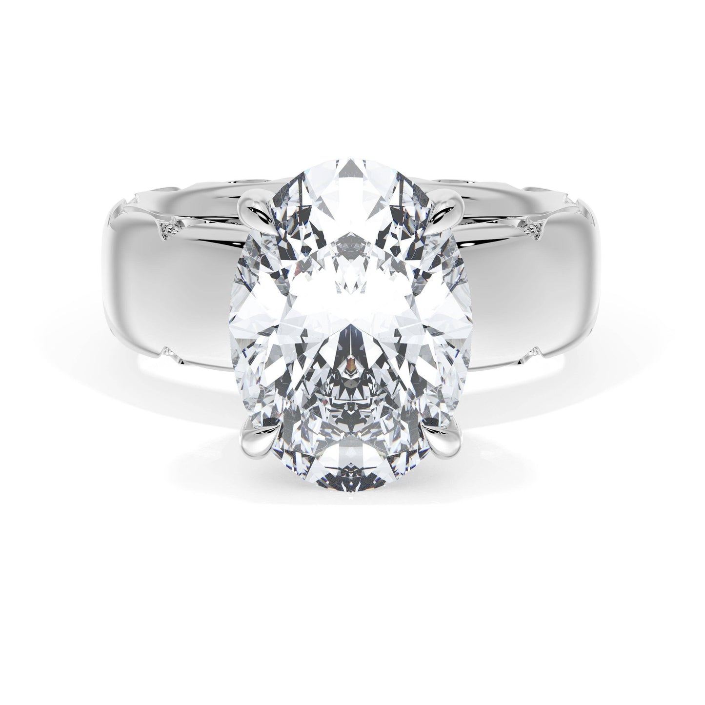 Oval Solitaire Cigar Band Engagement Ring Style # 4144 OV