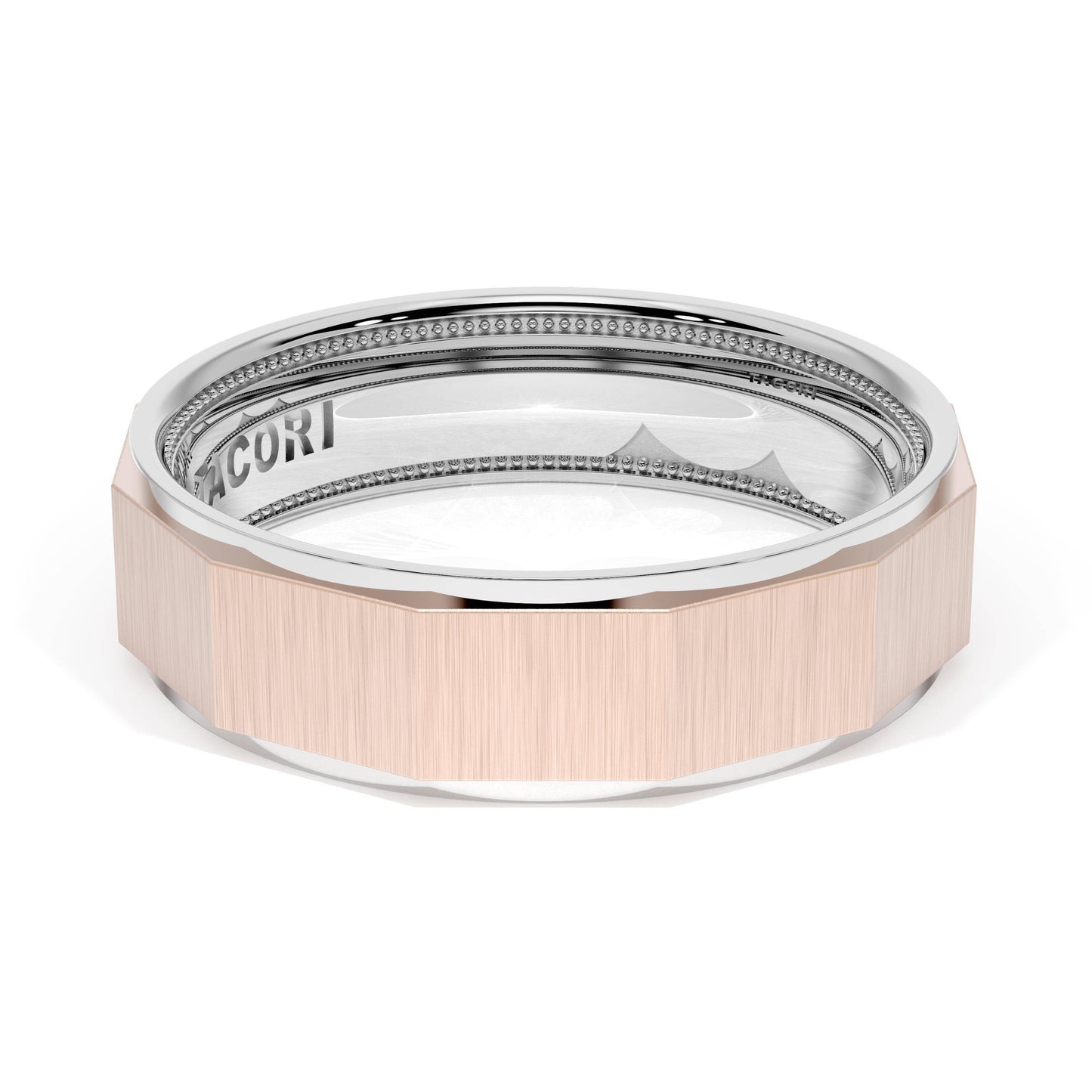 Satin Finish Faceted Wedding Band Style # 1674