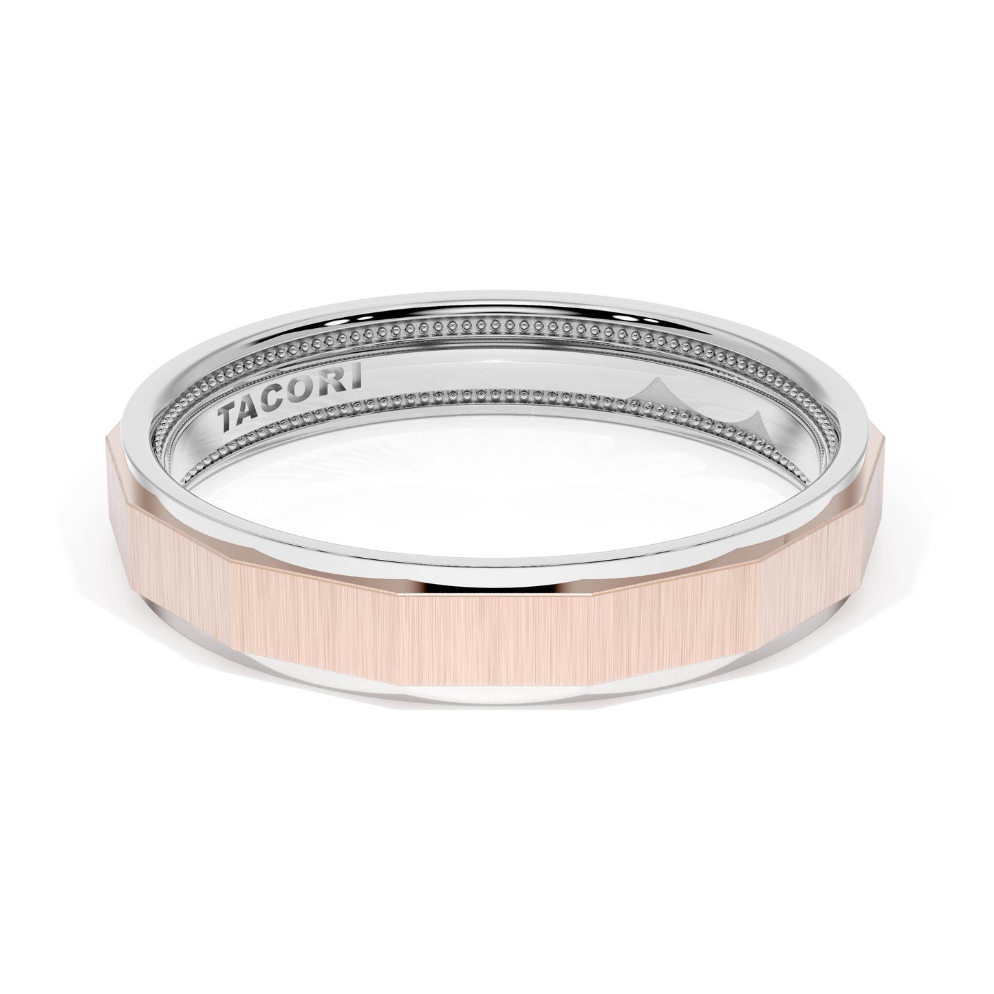 Satin Finish Faceted Wedding Band Style # 1674
