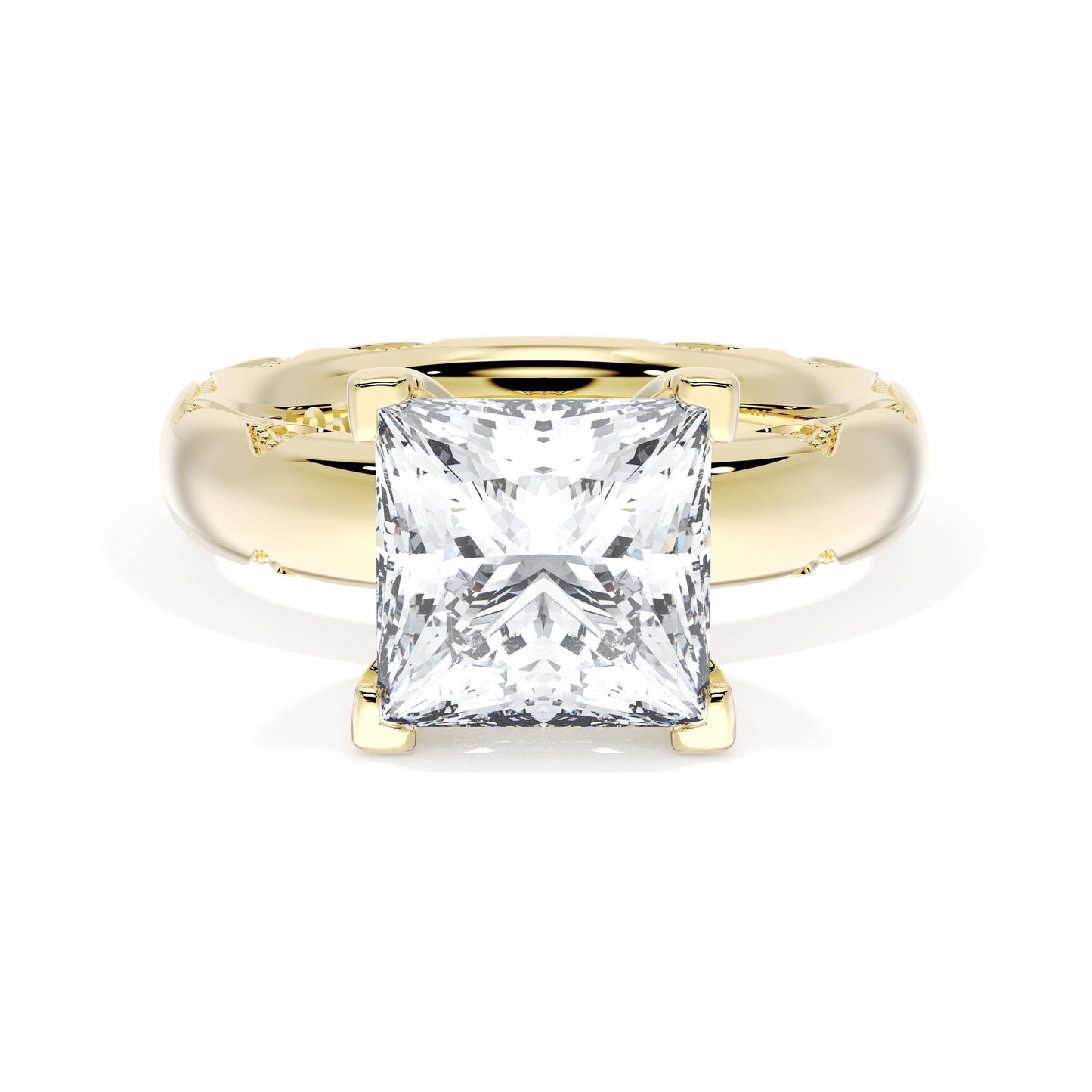 Princess Solitaire Cigar Band Engagement Ring Style # 4146 PR 9