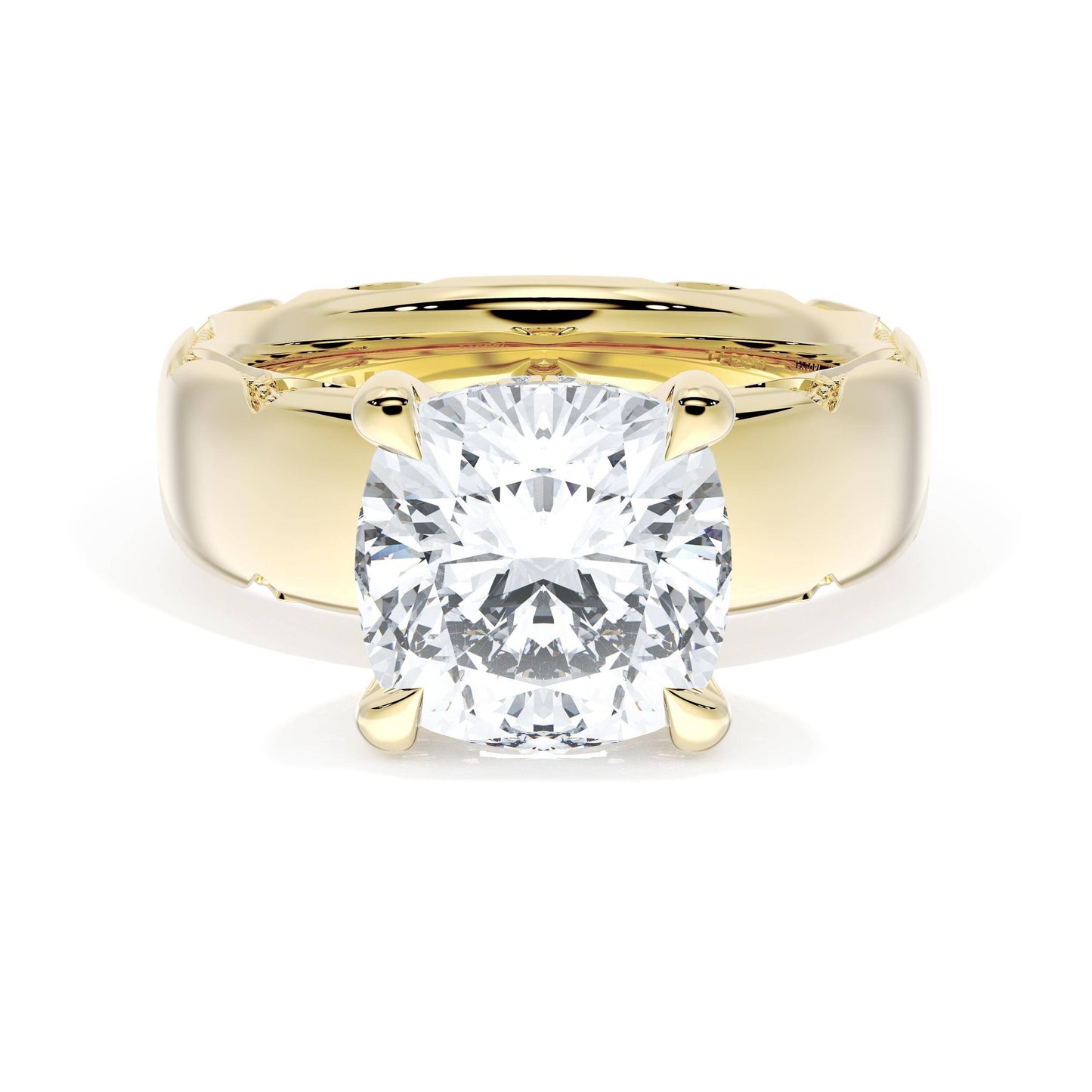 Cushion Solitaire Cigar Band Engagement Ring Style #414