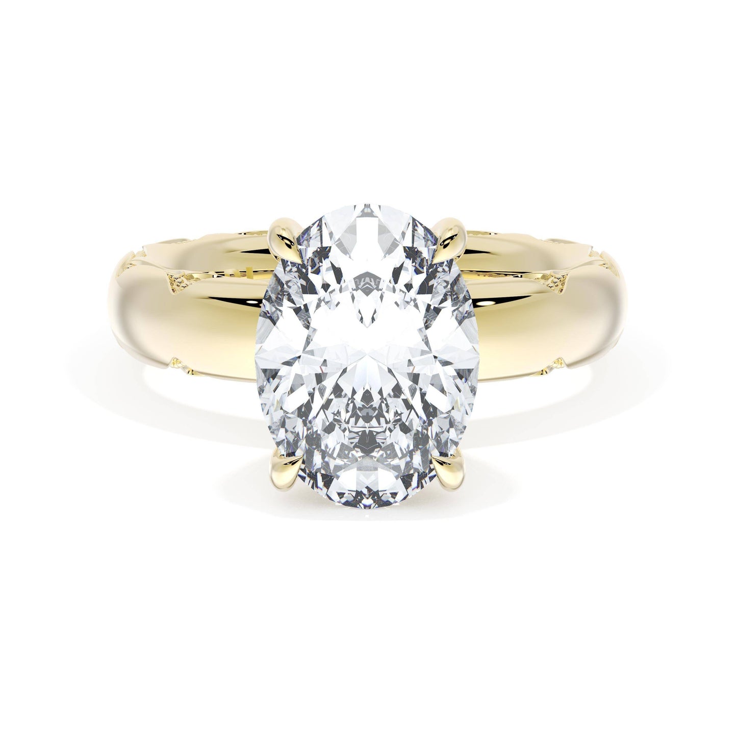 Oval Solitaire Cigar Band Engagement Ring Style # 4144 OV