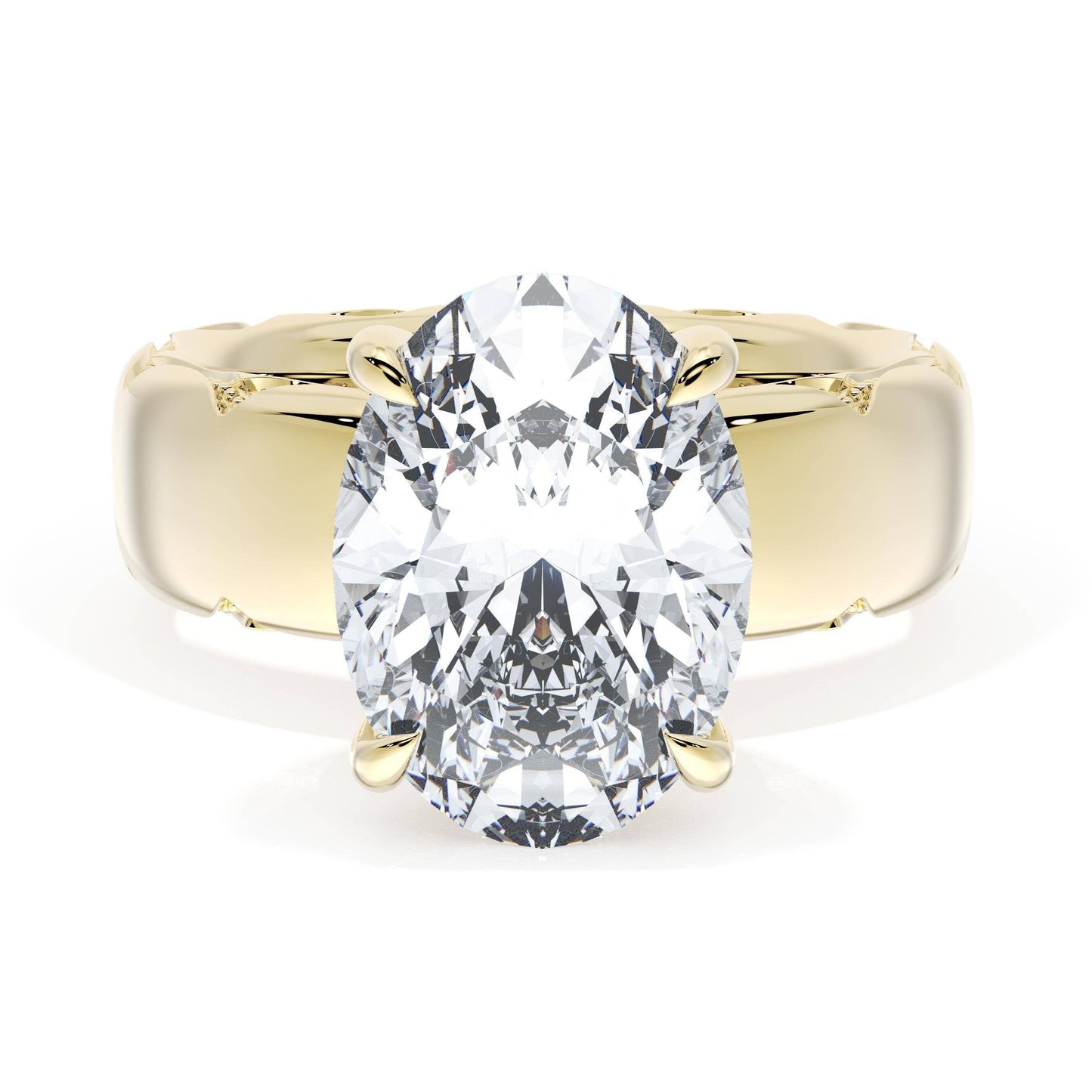 Oval Solitaire Cigar Band Engagement Ring Style # 4144 OV