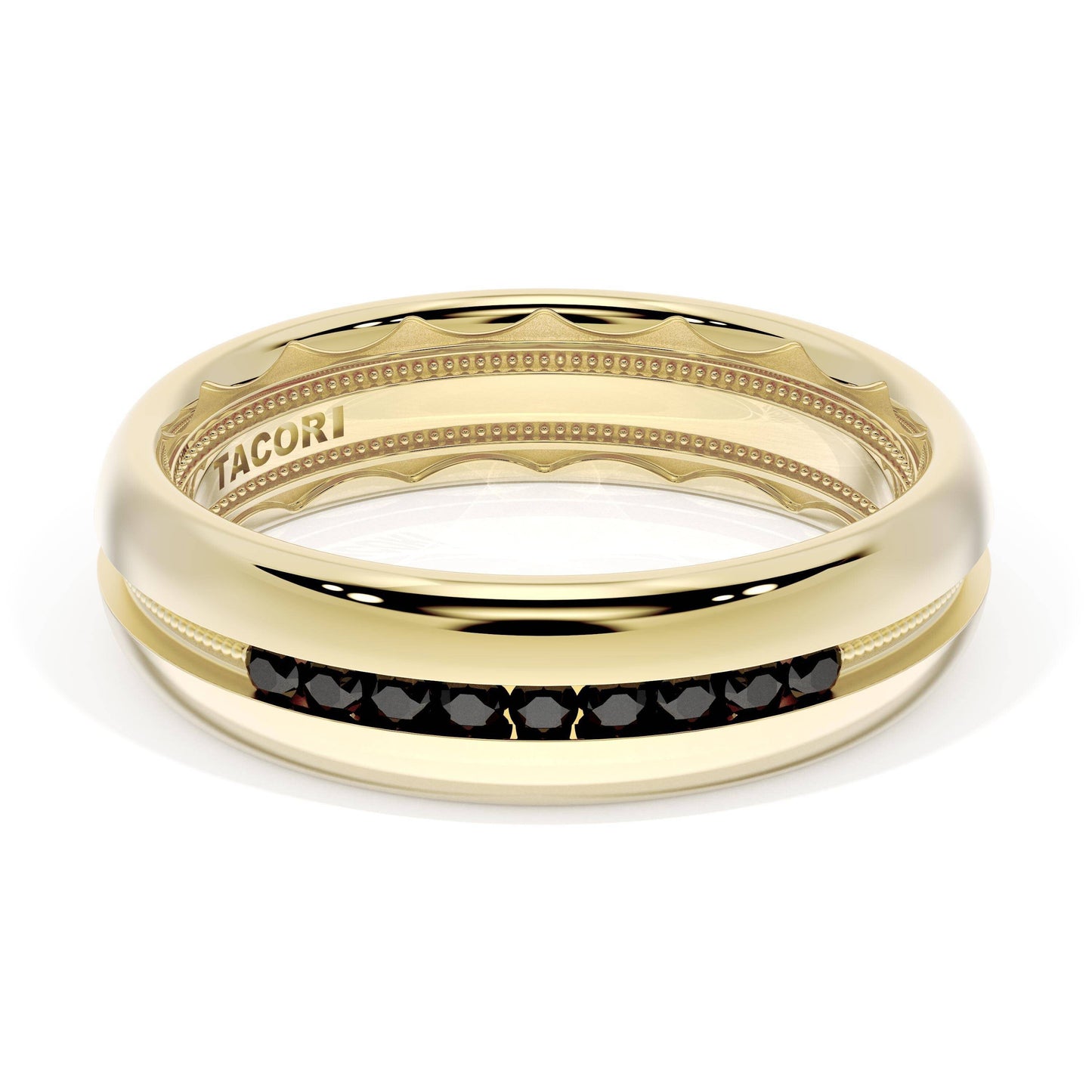 Rounded High Polish Finish Black Diamond Wedding Band Style # 1686