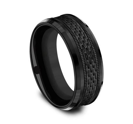 Ammara Stone Black Titanium 8mm Ring SKU CF368497BKT