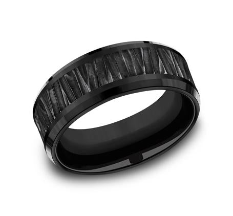 Ammara Stone Black Titanium 8mm Ring SKU CF368671BKT