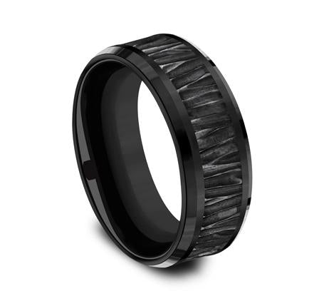Ammara Stone Black Titanium 8mm Ring SKU CF368671BKT